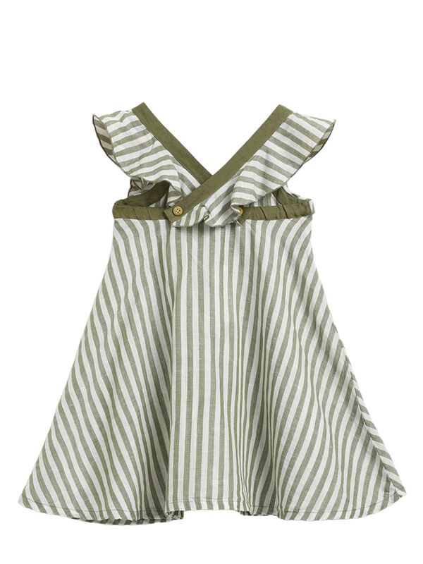 Girls Natural Striped Sleeveless Woven Dress image number 1